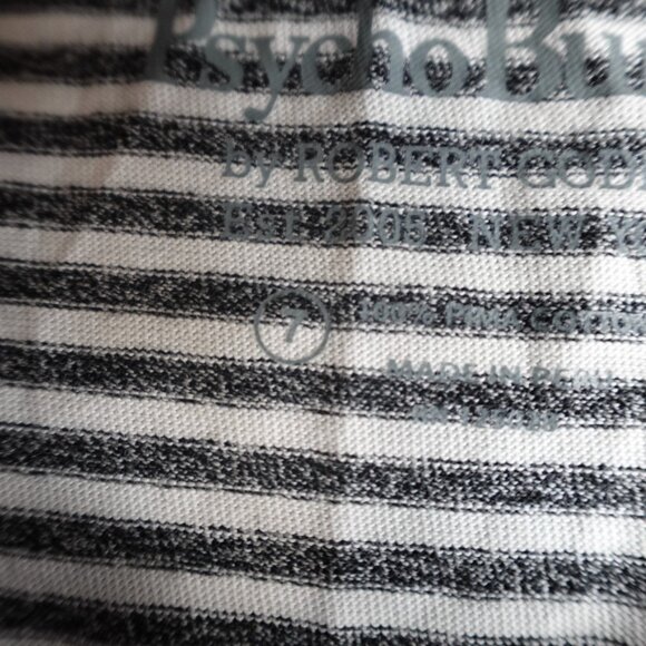 Psycho Bunny Shirt XL / 7 White Gray Striped Chest Pocket NEW - Picture 5 of 8